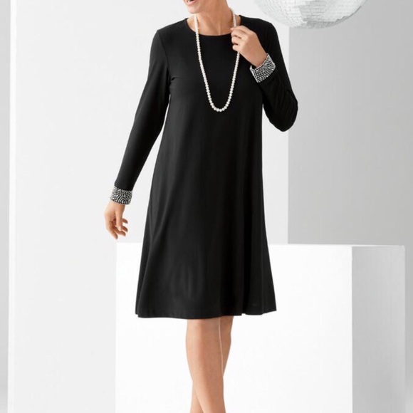 M - NWT The Look Black Dazzle Shift Dress - Picture 1 of 8